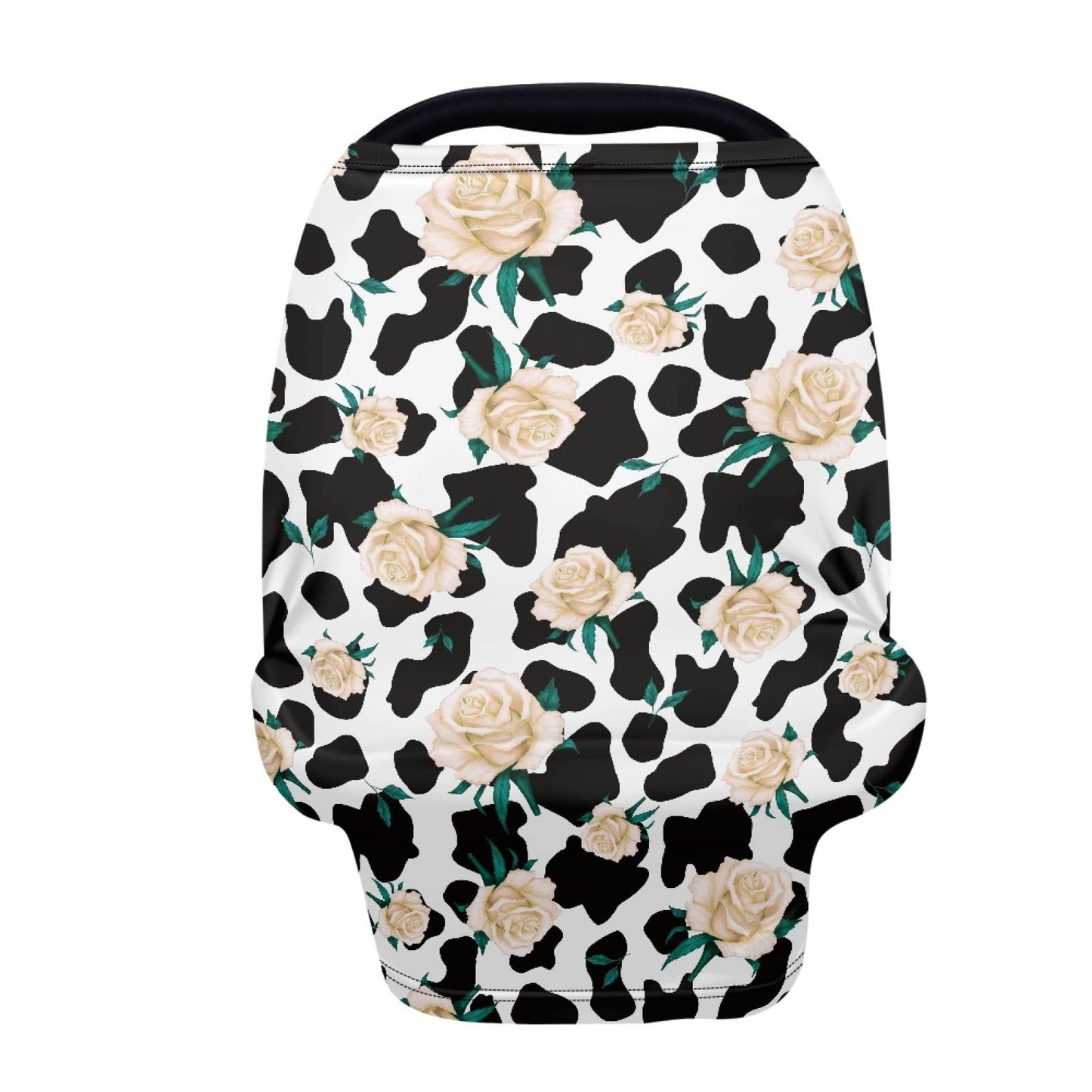 LedBack Flower Cow Print Stretchy Car Seat Cover for Babies,Nursing Cover Breastfeeding Cover,Soft Breathable Baby Carseat Canop