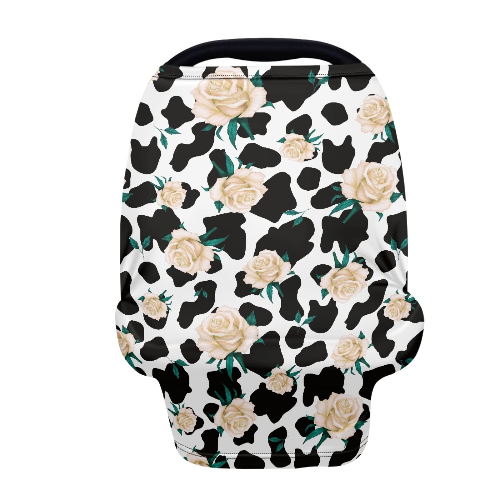 LedBack Flower Cow Print Stretchy Car Seat Cover for Babies,Nursing Cover Breastfeeding Cover,Soft Breathable Baby Carseat Canop