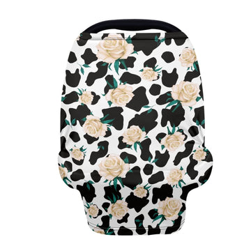 LedBack Flower Cow Print Stretchy Car Seat Cover for Babies,Nursing Cover Breastfeeding Cover,Soft Breathable Baby Carseat Canop