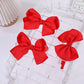 Red Bow Headband & 2 Pcs 4 Inch Hair Bows Set, Back School Hair Accessories For Little Toddler School Girls (Red)