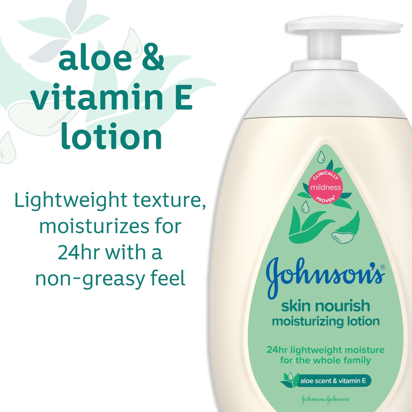 Johnson'S Skin Nourish Moisturizing Baby Lotion With Aloe Vera Scent & Vitamin E, Gentle & Lightweight Body Lotion For The Whole