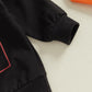 Baby Boy Fall Clothes Set Long Sleeve Letter Print Sweatshirt Pants Valentines Day Outfits 6 12 18 24 Months 2T (Black, 6-12 Mon