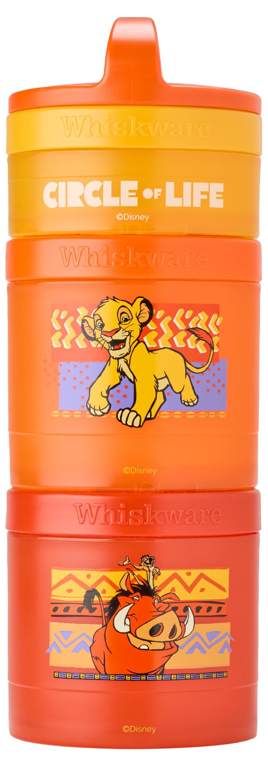 Whiskware Disney Lion King Simba and Friends Stackable Snack Containers for Babies, Toddlers, and Kids, 3 Stackable Snack Cups f