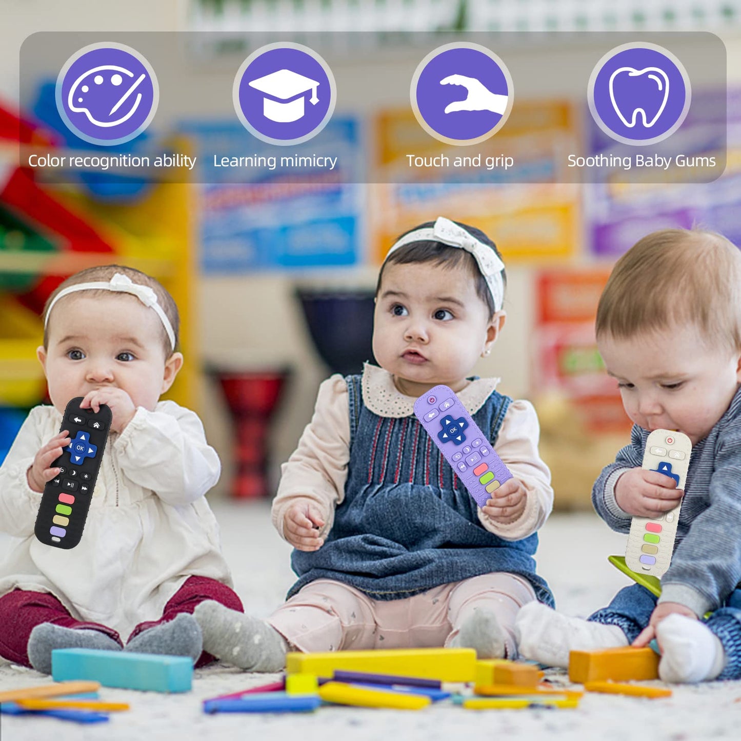 Chuya Silicone Baby Teething Toy Remote Control Shape Chew Toy for Babies 3-6 Months 3-24 Months, Teether Relief Baby Toys for I