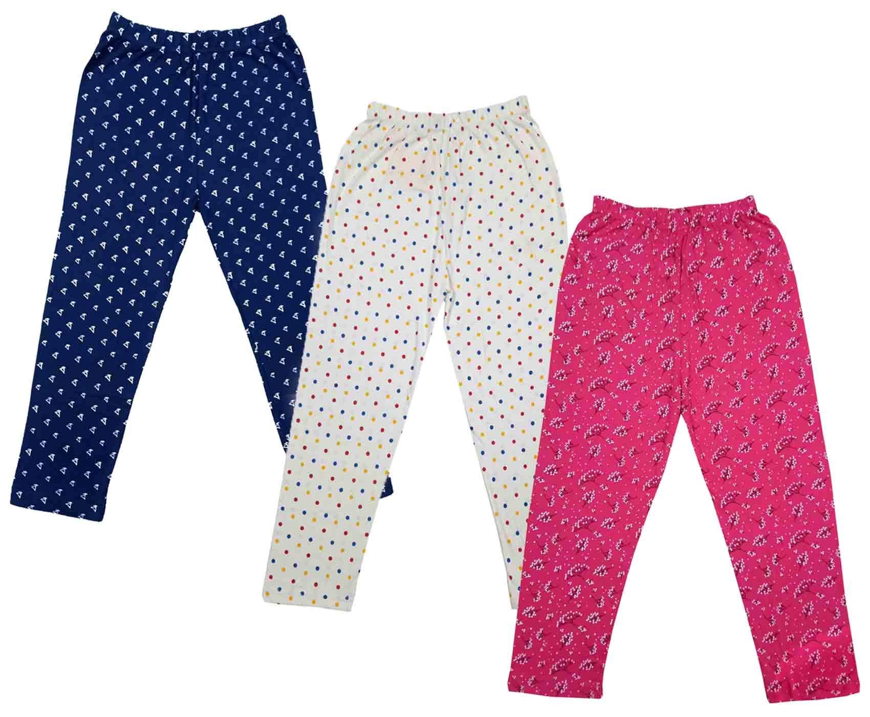 indi weaves Kids Cotton Printed Pyjamas Set Regular Fit Soft & Comfortable Elastic Waist Nightwear Pack of 3 Stylish Designs