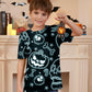 Halloween Unisex Kids Jack O' Lantern Skull Pumpkin Black Top Short Sleeve Party Shirt 10 Years