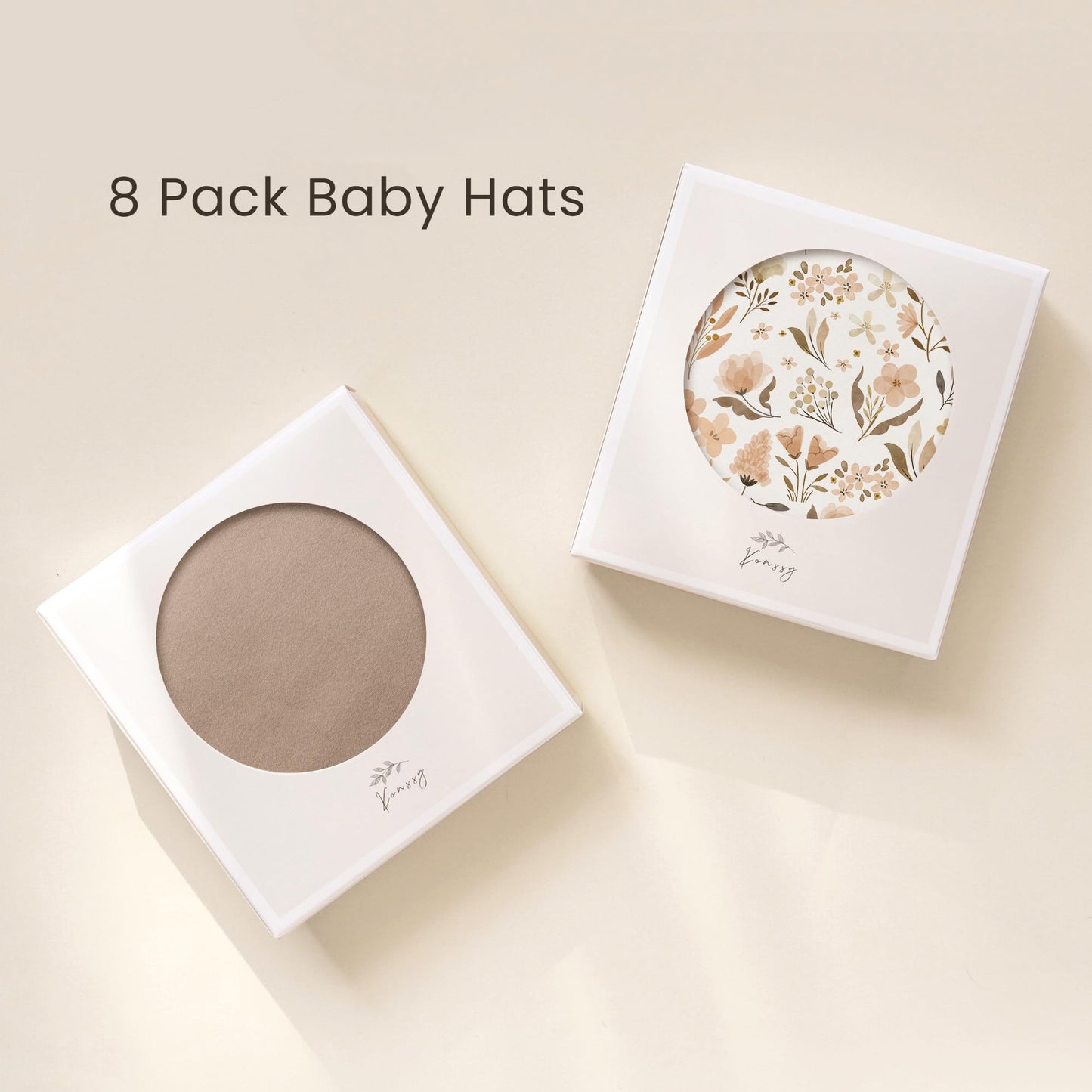 Konssy 8 Pack Baby Newborn Hats Set Knot Beanie Hats Soft For Infant Baby Girls Boys Caps 0-6 Months