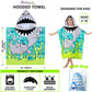 Athaelay Soft Microfiber Swim Cover-Ups For 3 To 10 Years Old Kids Hooded Bath Beach Poncho Towels With Carrying Bag (Big Shark,