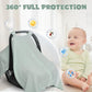 Muslin Car Seat Cover For Babies, Baby Carseat Cover For Boys Girls, Lightweight Infant Car Seat Canopy, Breathable Stroller Cov