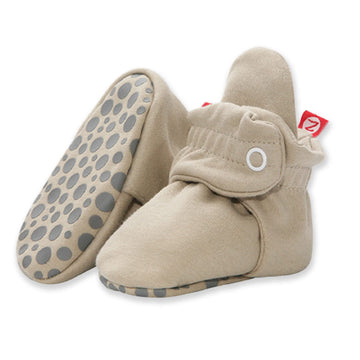 Zutano Unisex Organic Cotton Baby Booties With Gripper Soles, Khaki, 24M
