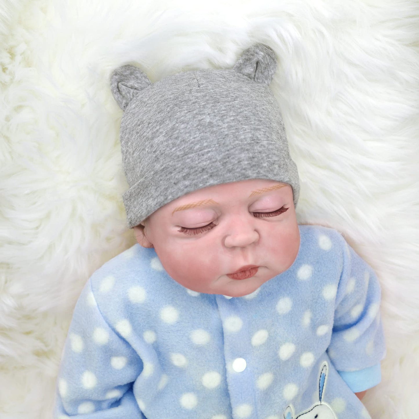 Sarfel Newborn Baby Boy Hats Cotton Baby Beanie Hospital Girl Hat Infant 0-6 Months Unisex 3 Pack Black White Grey