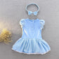 Dressy Daisy Baby Girls Princess Dress Onesie Bodysuit Romper Halloween Costume With Headband Size 3-6 Months Blue 213