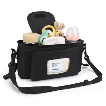 Accmor Universal Stroller Organizer With Insulated Cup Holder And Shoulder Strap, Stroller Caddy Bag Stroller Cup Holder Attachm