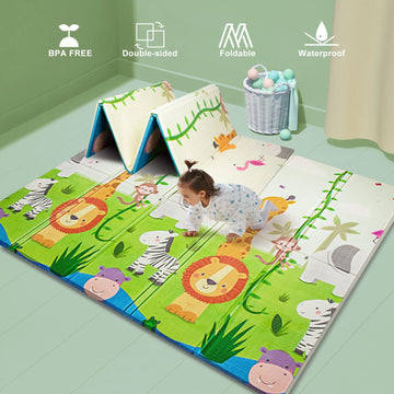 UANLAUO Foldable Baby Play Mat, Extra Large Waterproof Activity Playmats for Babies,Toddlers, Infants, Play & Tummy Time, Foam B