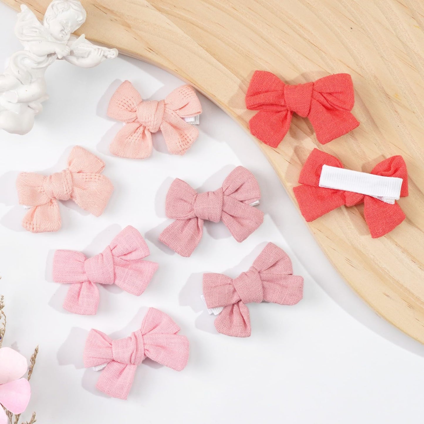 Baby Bows For Girls,Fully Lined 2 Inches Pinky Hair Bows Ponytail Pigtail Bows With Alligator Clips Hair Accessories For Toddler