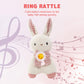 CUDDLE CORNER Organic Cotton Stuffed Animal Rattle Baby Toys, Plush Bunny Cuddle Cloth and Hand Grip Ring Rattles Plush Toy Set