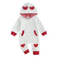 Bemeyourbbs Newborn Baby Boy Valentines Day Outfit Heart Pritn Long Sleeve Hooded Romper Jumpsuit Infant Winter Spring Clothes (