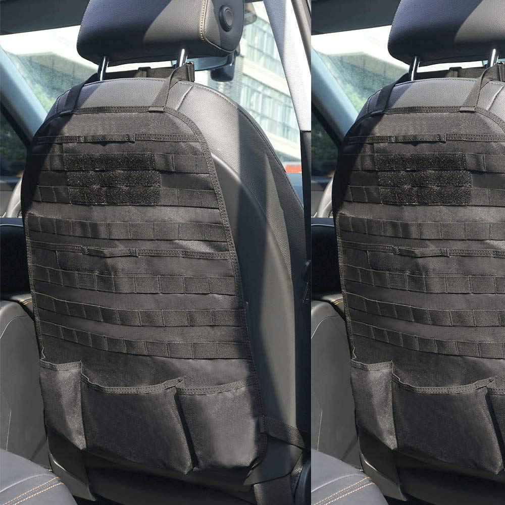 Airsoftpeak Car Backseat Organizer Tactical Molle Panel Seat Back Protector Cover Nylon Vehicle Car Back Seat Cover Pocket Stora