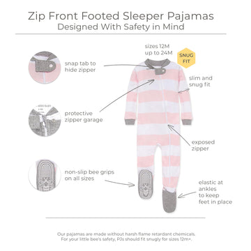 Burt'S Bees Baby Baby Girls Sleeper Pajamas, Zip Front Non-Slip Footed Sleeper Pjs, 100% Organic Cotton