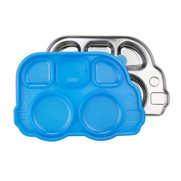 Innobaby Stainless Bus Plate With Airtight Sectional Lid, The Original, Leak-Resistant Divided Platter, Mom Invented Fun Shape P