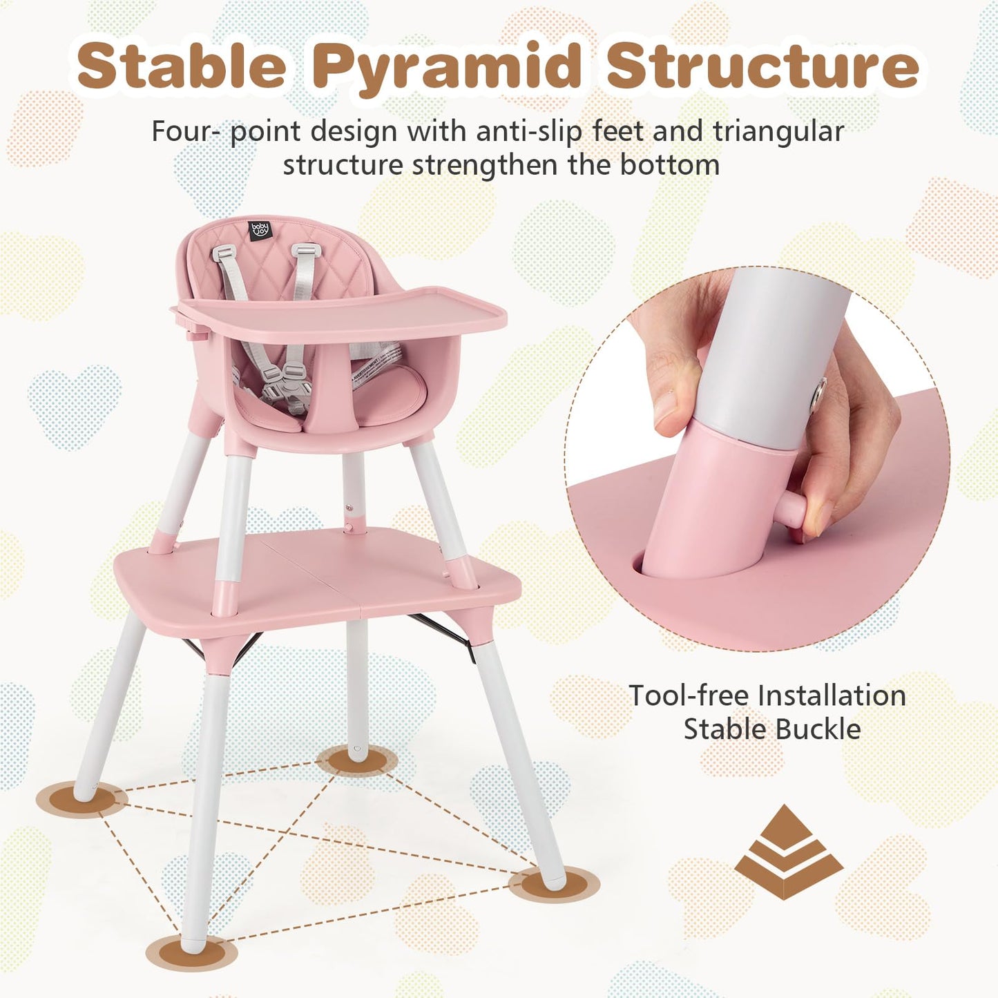 Baby Joy High Chair, 5 In 1 Convertible Highchair For Babies & Toddlers | Booster Seat | Table And Chair Set | Infant Feeding Ch