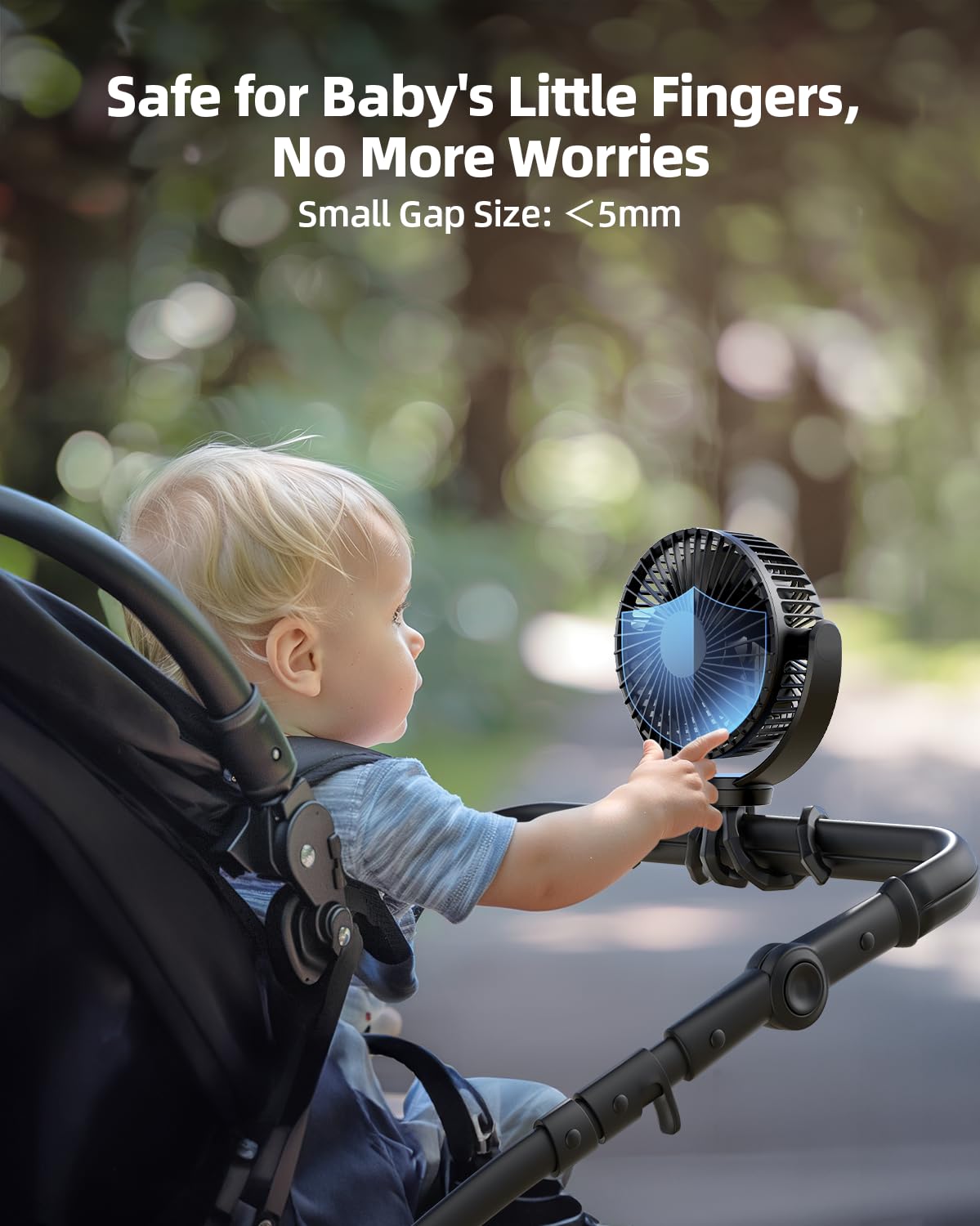 Koonie 5000Mah Portable Stroller Fan - 3-Speed Battery Operated, Flexible Clip-On Tripod, 360 Rotate Flexible Tripod,Usb Recharg