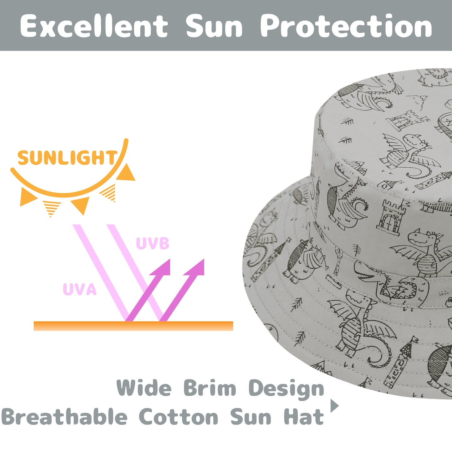 Toddler Sun Bucket Hat - Perfect For Beach & Summer Play