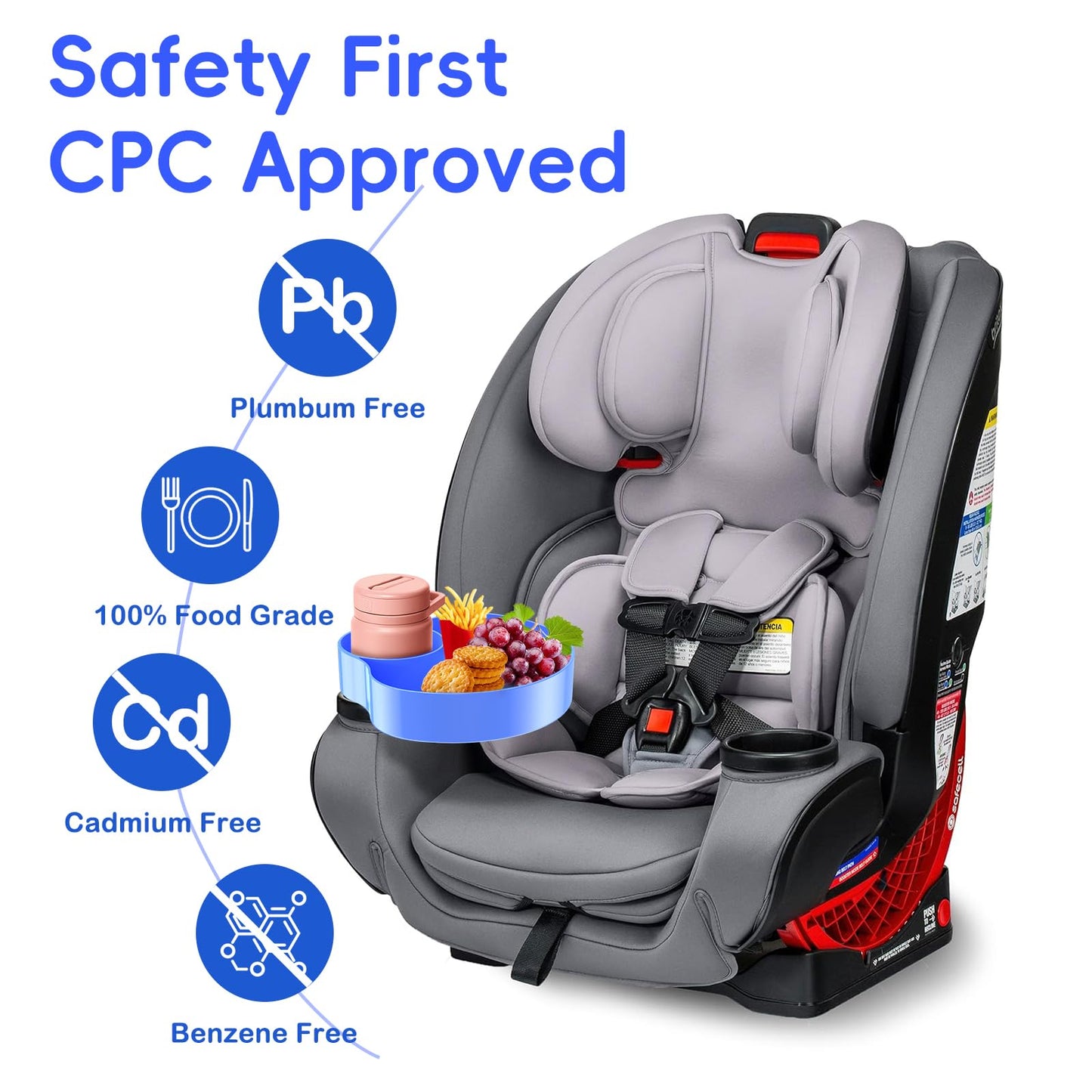 Sspont [2 Packs] Kids Car Seat Tray, Travel Tray With Cup Holder For Toddler, Kids Car Seat Food Snack Tray For Road Trip, Strol