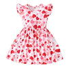 Nubeehoho Baby Girls Dress Ruffled Sleeve Pink Heart Print Summer Dresses Toddler Birthday Sundress Valentine'S Day Outfits 2-3