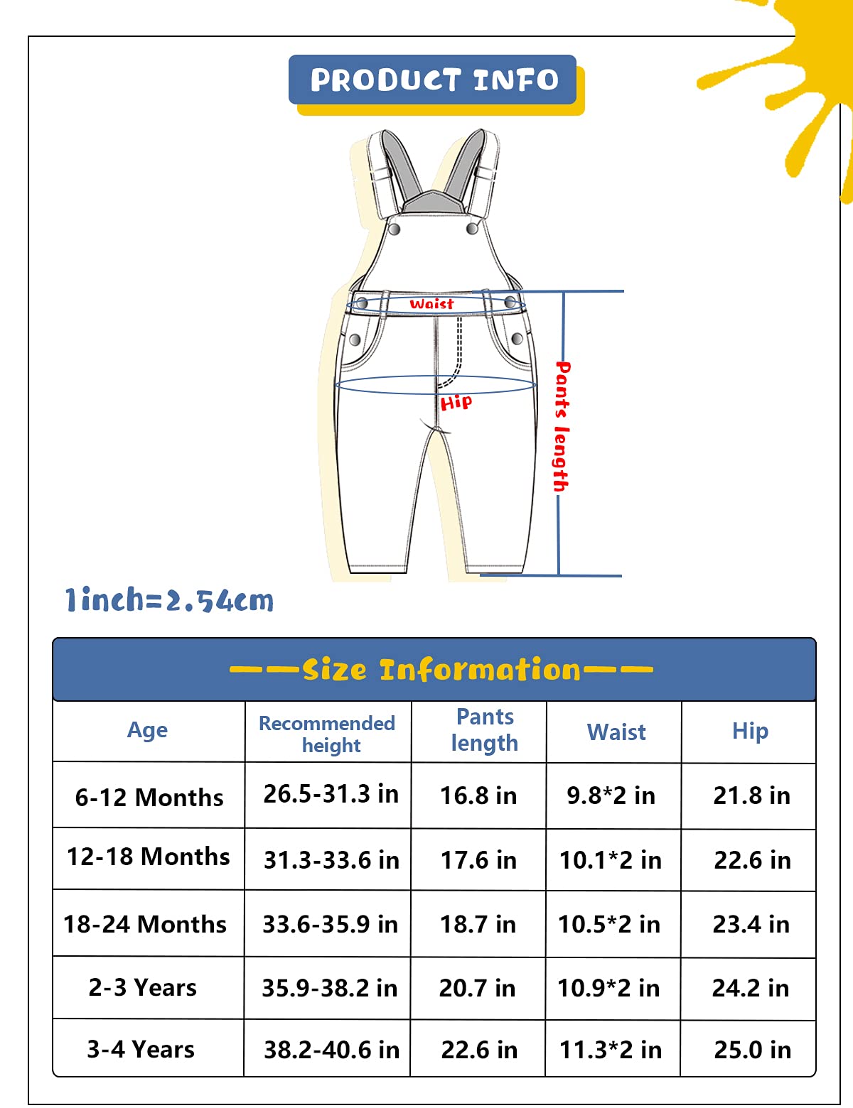 Kidscool Space Baby & Little Boys/Girls Plaid Lining Patchwork Denim Overalls Jeans,Blue, 12-18 Months