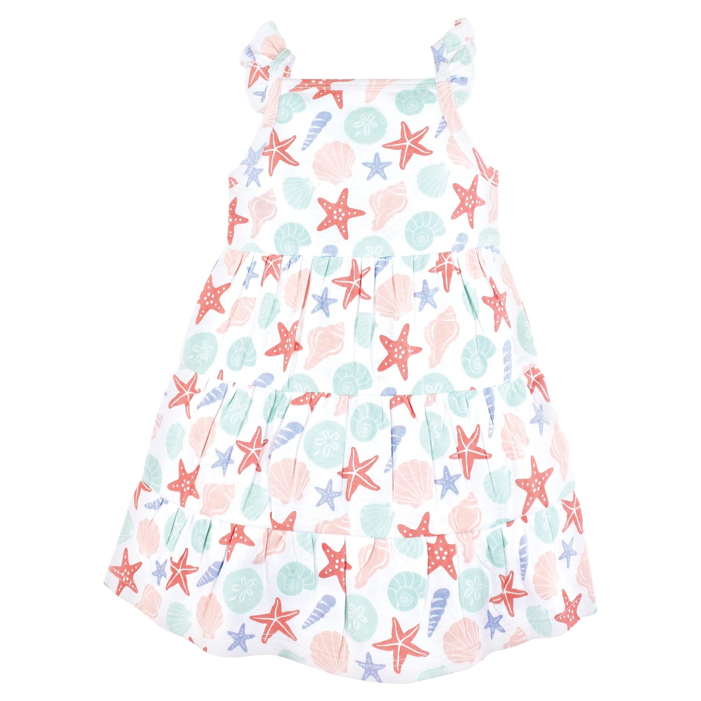 Hudson Baby Baby-Girls Cotton Dresses, Multicolor Sea Shells, 9-12 Months