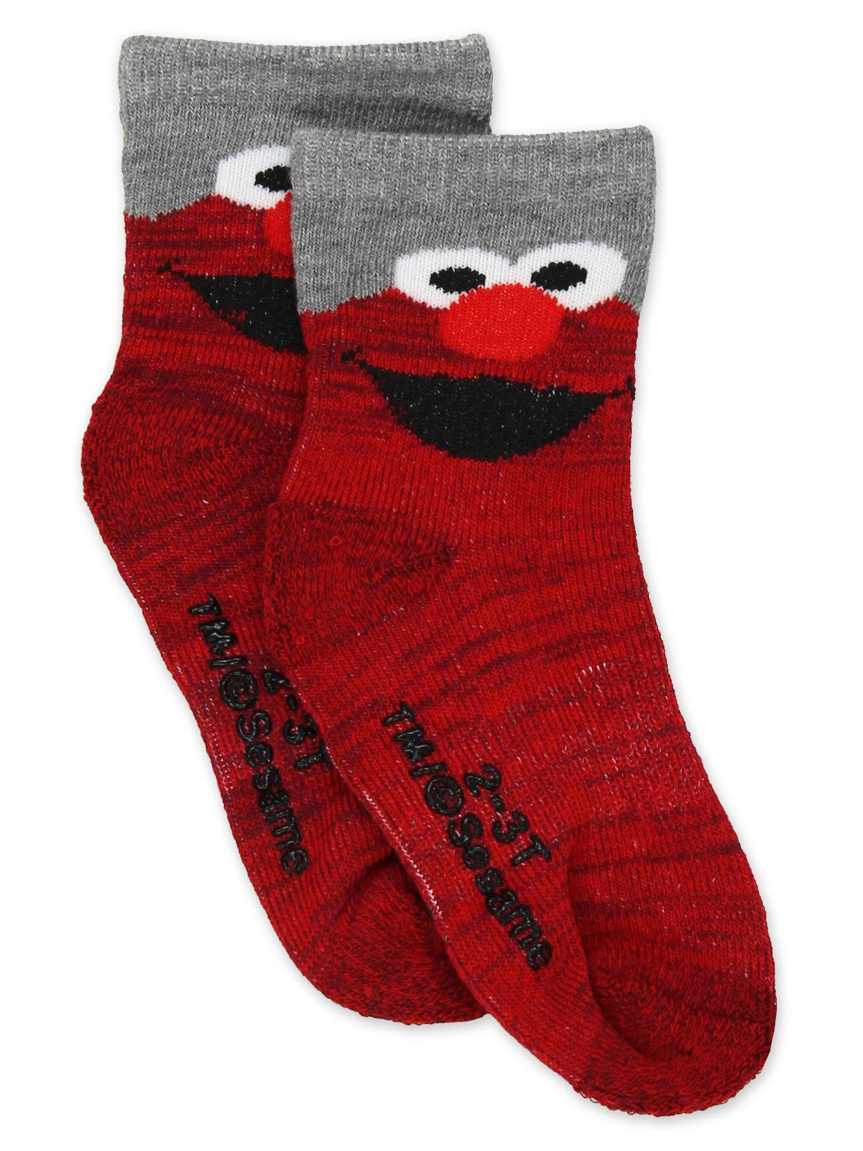 Sesame Street Elmo Baby Toddler Boy'S Girl'S 3 Pack Crew Socks With Grippers (4-5T, Red)