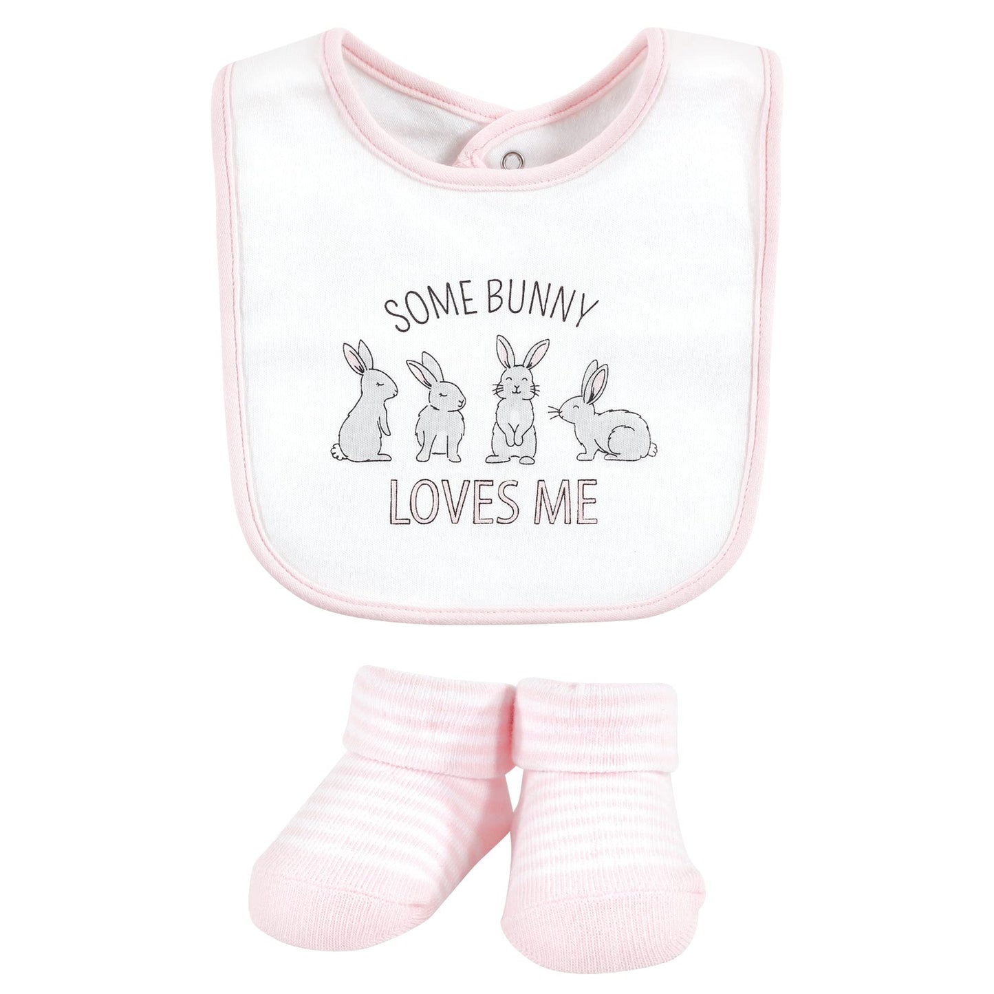 Hudson Baby Unisex Baby Cotton Bib And Sock Set, Some Bunny, One Size