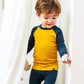 Vaenait Kids Toddler Long Sleeve Modal Sleepwear Pajamas 2Pcs Set Modalraglan Mustard&Blue Xxs