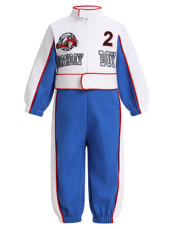 Fast One Birthday Outfit Baby Boy Race Car Outfit Race Car Driver Jumpsuit 2nd Cake Smash Photo Shoot Outfits Blue and white 2 Y