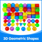 Odoorgames 60 Pieces 3D Shapes for Teaching - Geometric Solids for Kids,Light Table Manipulatives,Translucent Toy for Light Tabl
