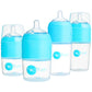 Popyum Blue Formula Making Baby Bottle Starter Set, 4 Bottles, 2X 5Oz Bottles With #1 Slow Flow Nipples + 2X 9Oz Bottles With #2