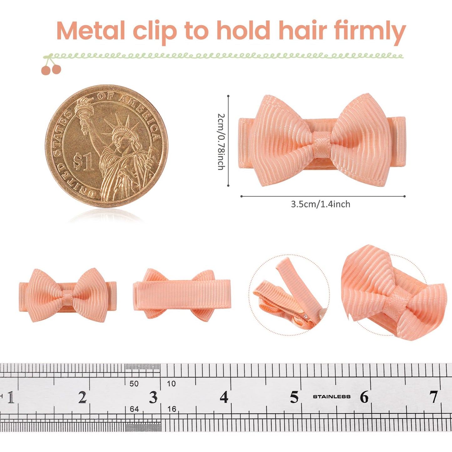 Yhxx Ylen Baby Hair Bows For Girls Mini Fully Lined Hair Bows Grosgrain Ribbon 1.2' Tiny Baby Hair Clips For Baby Girls Infant