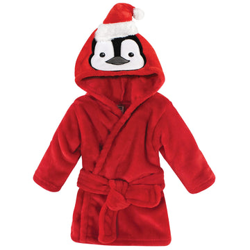 Hudson Baby Unisex Baby Plush Animal Face Bathrobe, Boy Penguin, 0-9 Months