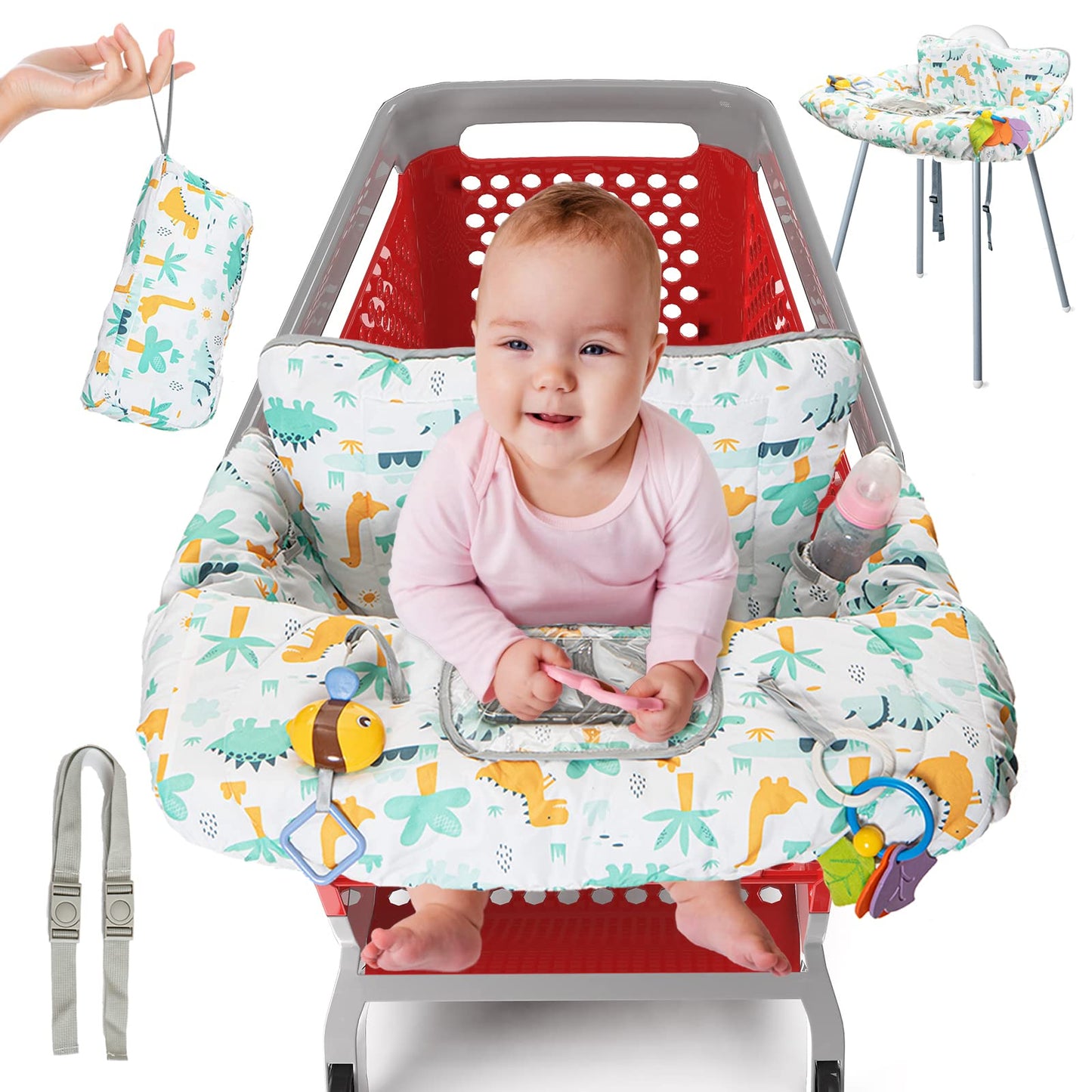 Shopping Cart Cover For Baby Pillani, High Chair Covers For Baby Restaurant Seat, Grocery Cart Cover For Baby Boy, Cotton Buggy