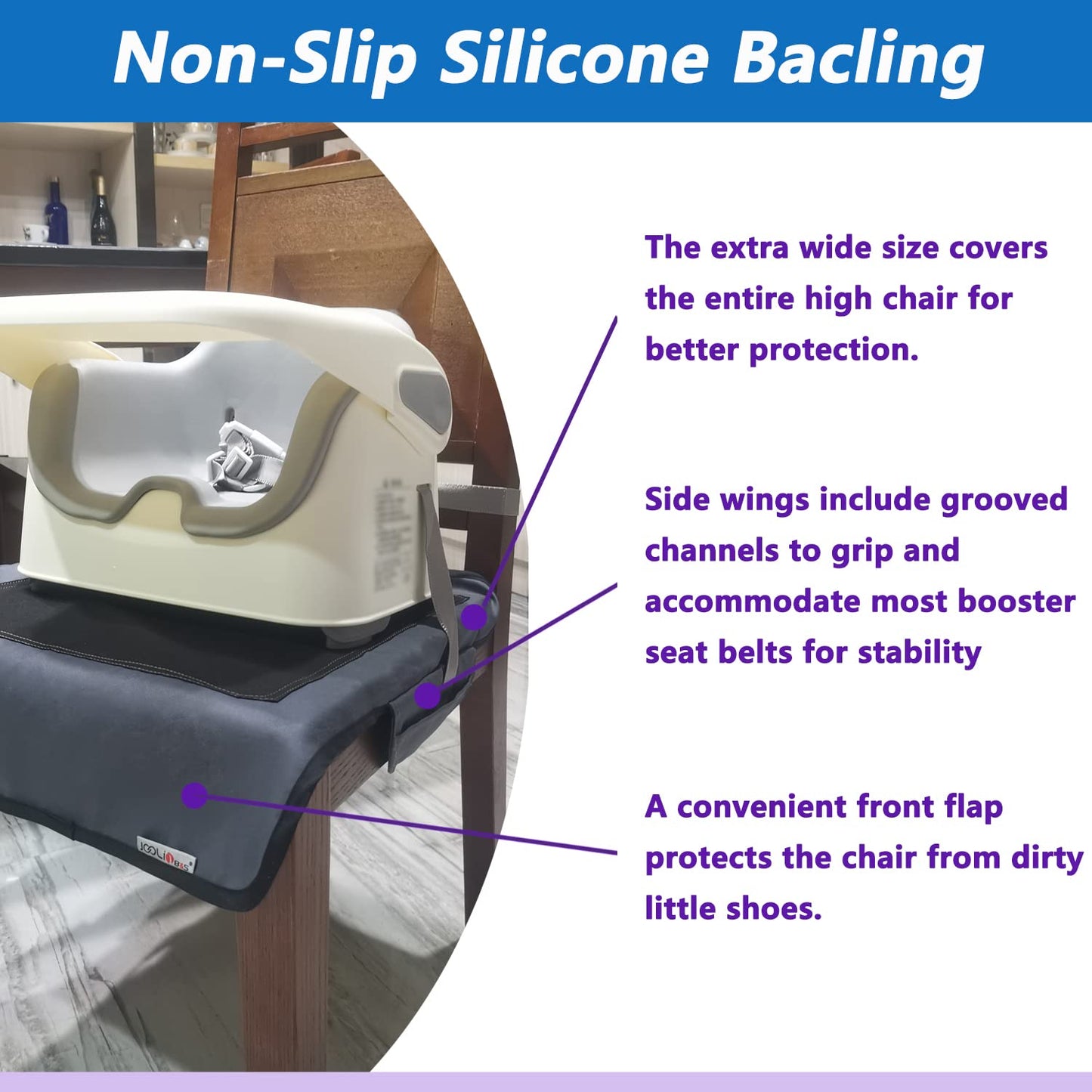 Extra Large Booster Chair Protector Cover,Dining High Chair Seat Cover Protect Booster Chair Cover,Non-Slip Bark Grain Backing,
