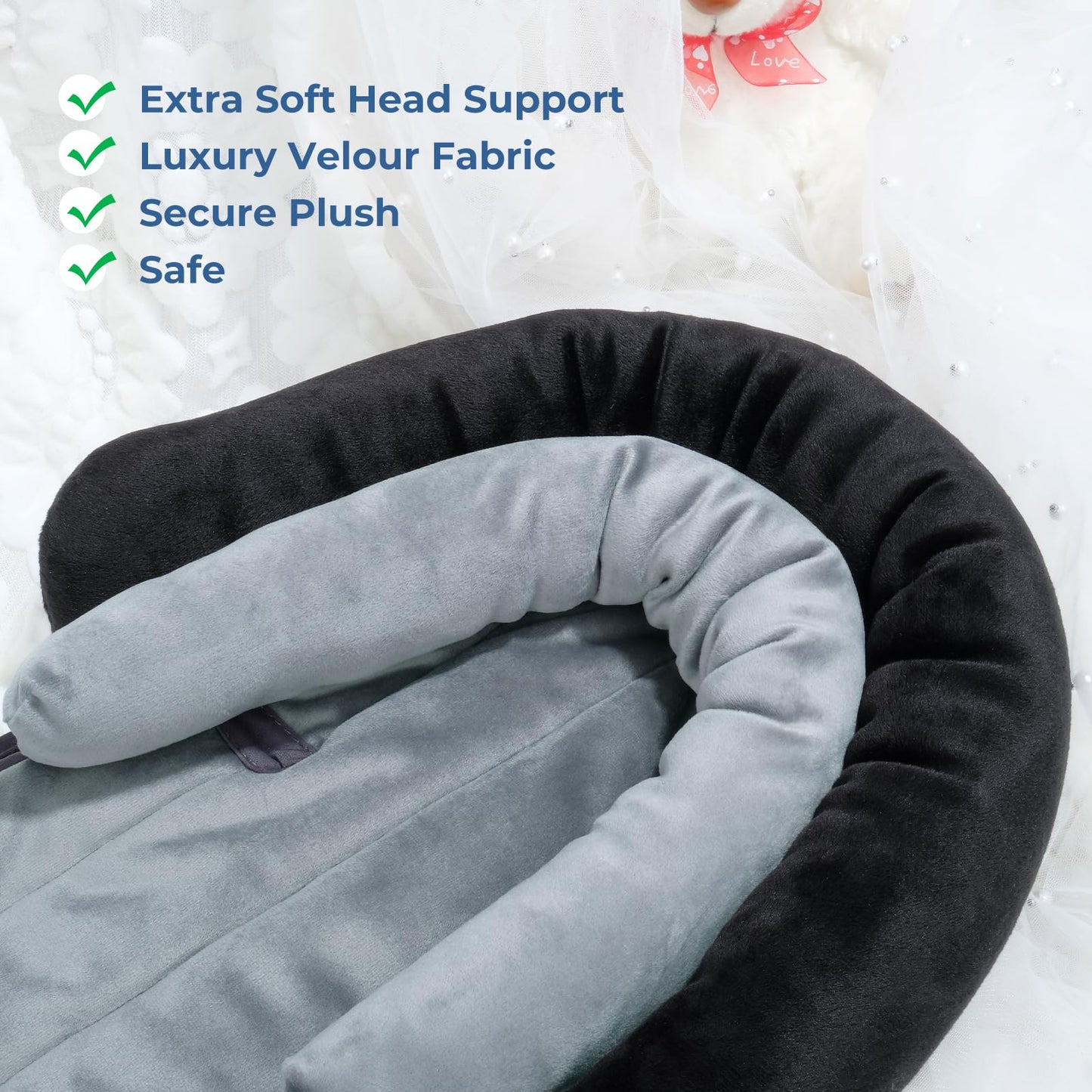 Coolbebe New 2-In-1 Babybody Supports For Baby Newborn Infants - Extra Soft Stroller Cushion Pads Car Seat Insert, Seasons, Blac