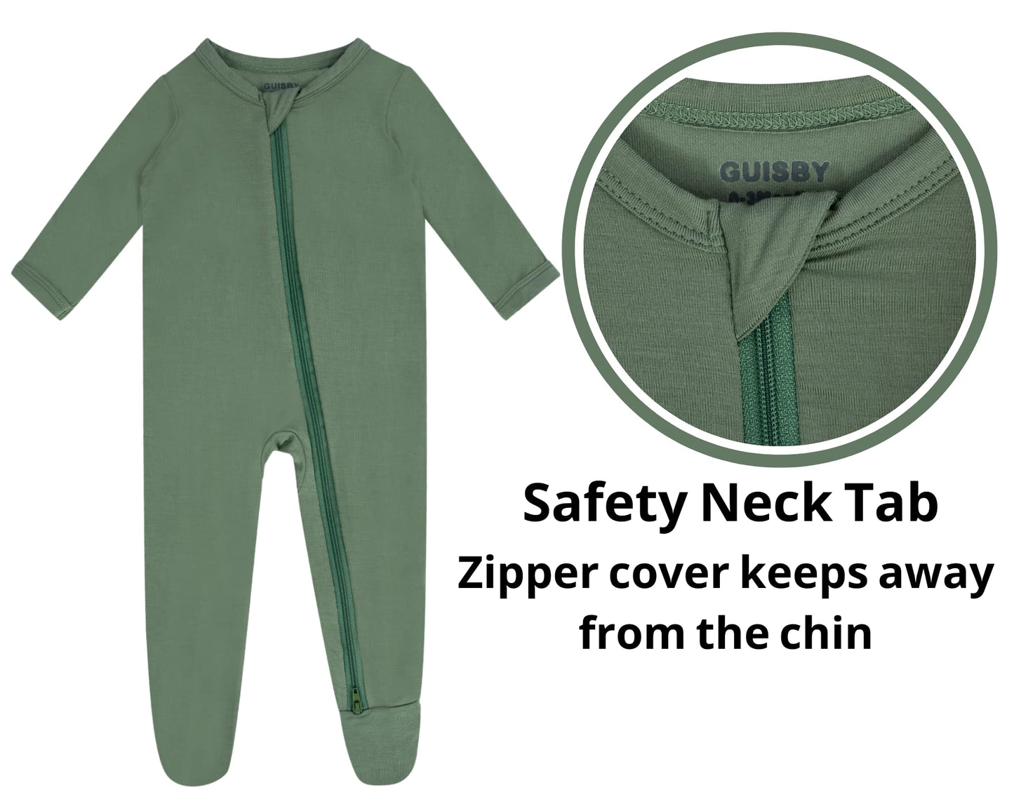 Guisby Baby Boy 2 Way Zipper Sleepers,Rayon One Piece Long Sleeve Pajamas Green 12-18 Months