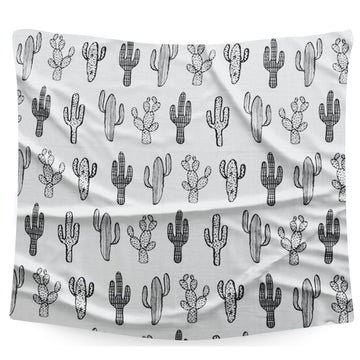 BEMBIKA Bamboo Muslin Swaddle Wrap Baby 120X110 Cm Stroller Blanket Receiving Blanket for Newborn (Black Cactus)