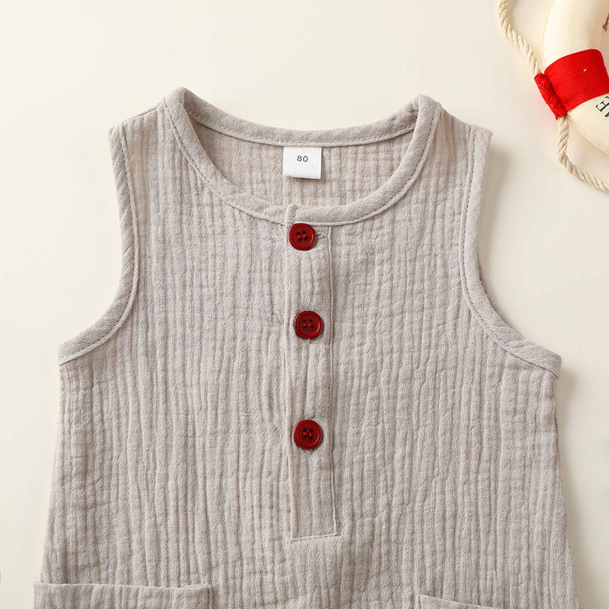 Arleysh Newborn Infant Unisex Baby Boy Girl Button Solid Romper Bodysuit One Piece Jumpsuit Outfits Clothes (Grey, 18-24 Months)