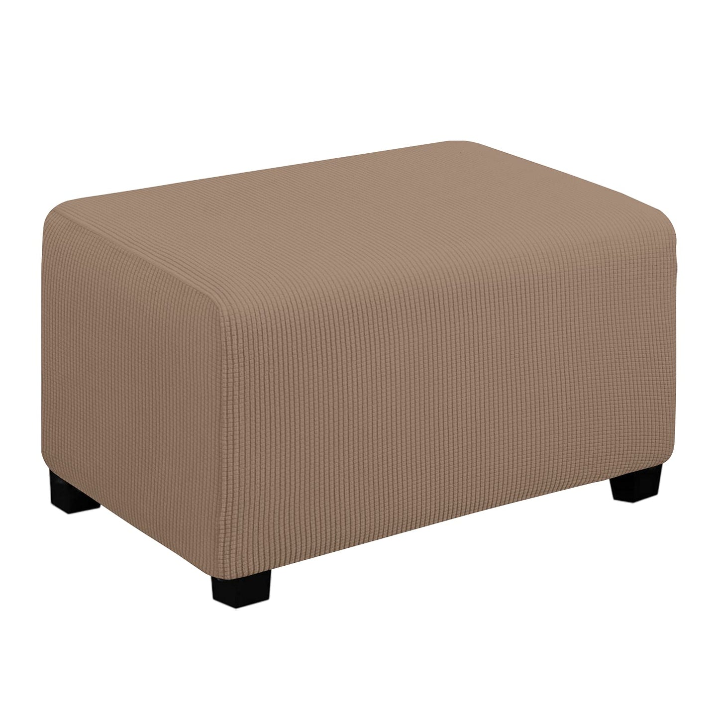 Easy-Going Stretch Ottoman Cover Folding Storage Stool Furniture Protector Soft Rectangle Slipcover With Elastic Bottom(Ottoman