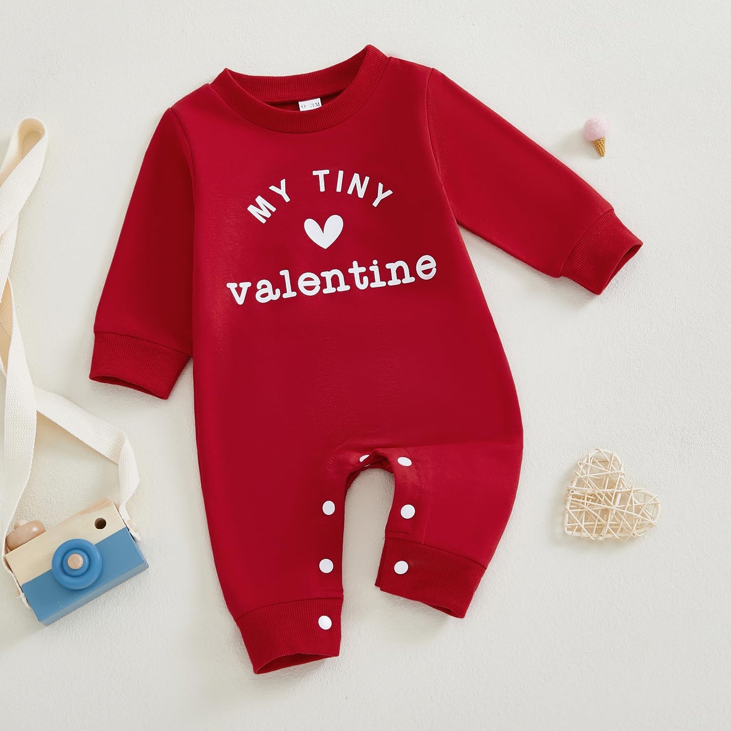 Bemeyourbbs Newborn Baby Boy Fall Winter Clothes Button Long Sleeve Romper Jumpsuit Cute Infant One Piece Outfit (Heart My Tiny
