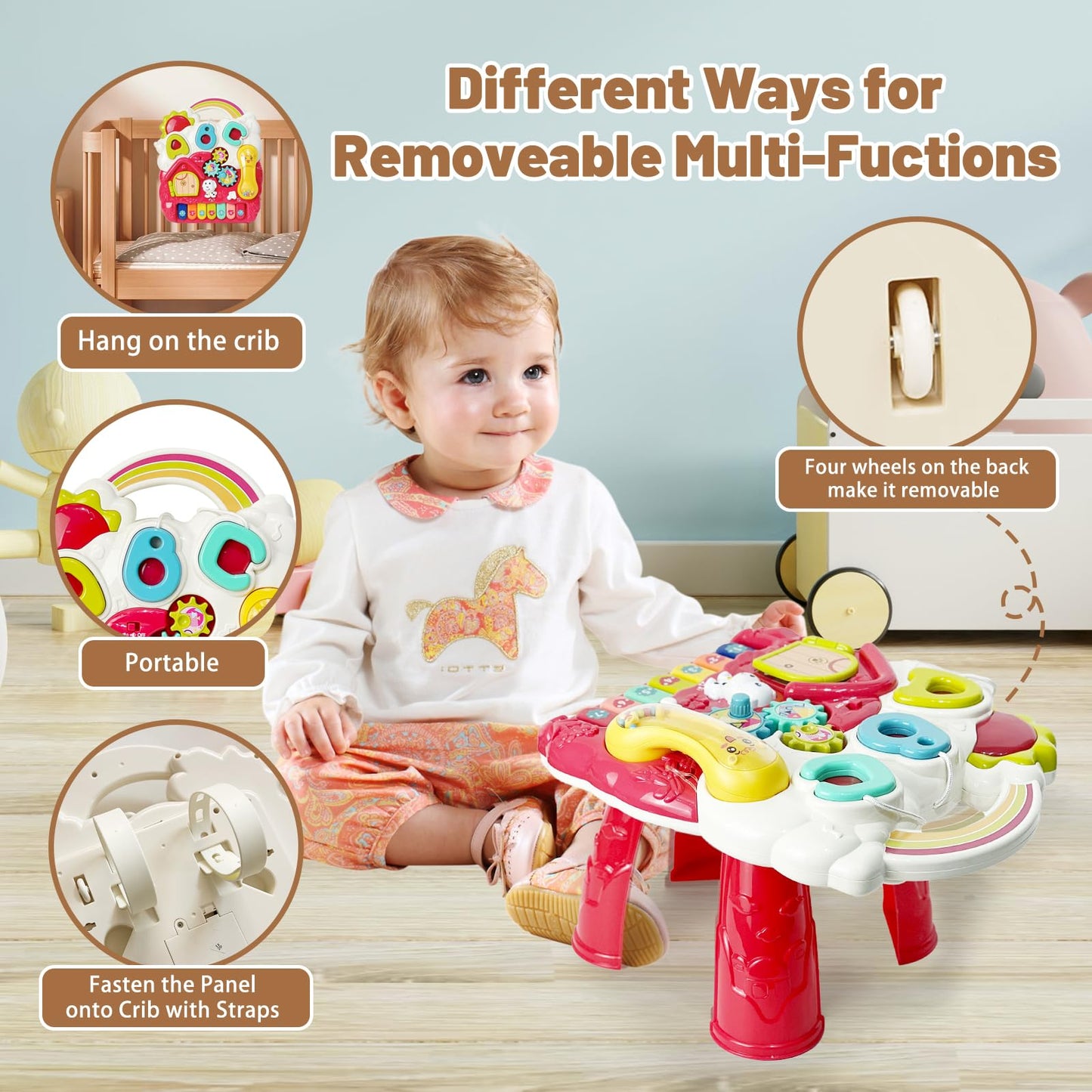 Sit To Stand Baby Walker, Activity Center With Music And Light, Activity Table For Toddlers, Push Toys For Babies Learning To Wa