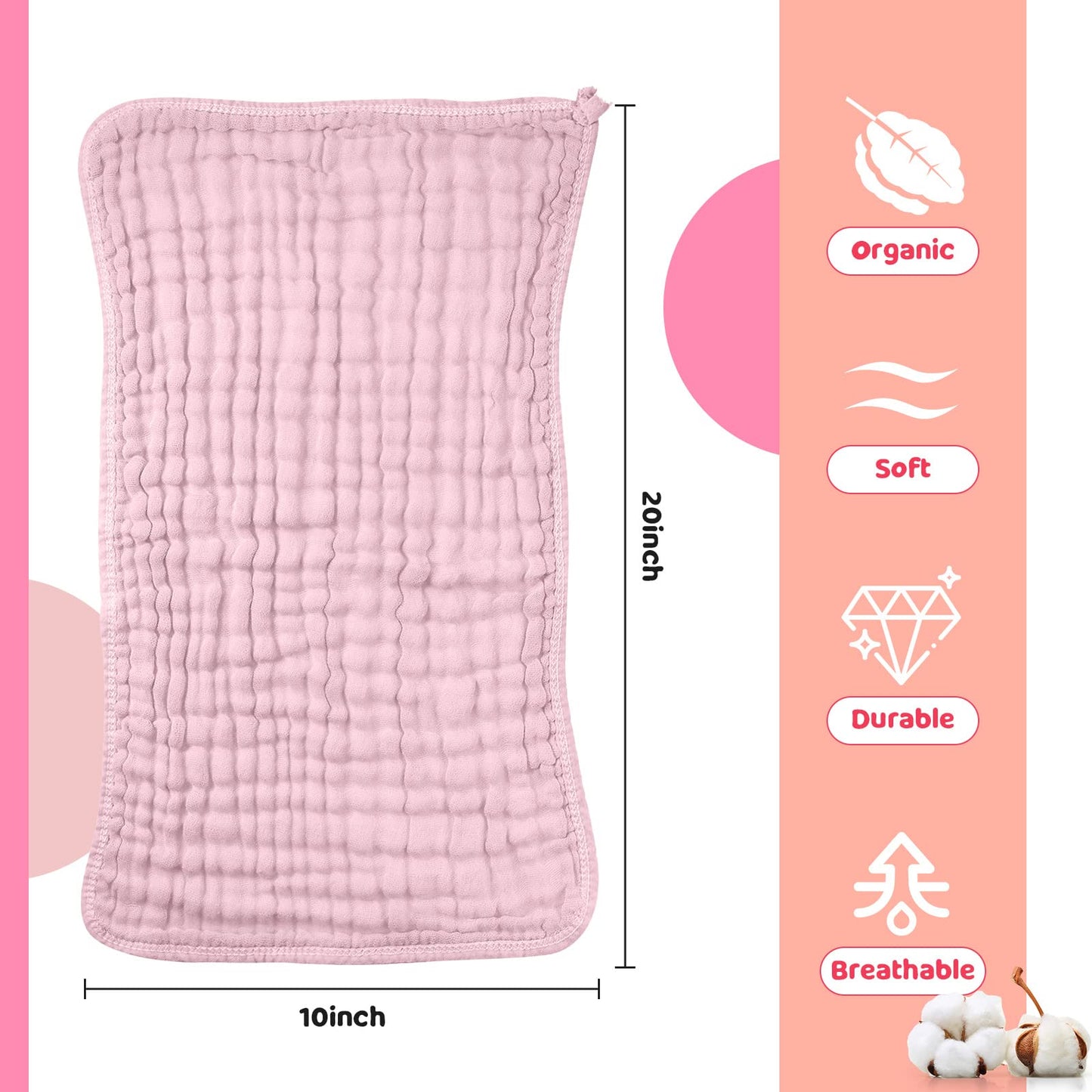 Remagr 8 Packs Muslin Burp Cloths 6 Layers Unisex Baby Items Absorbent Burp Rags Colorful Muslin Washcloths For Baby Plain Soft