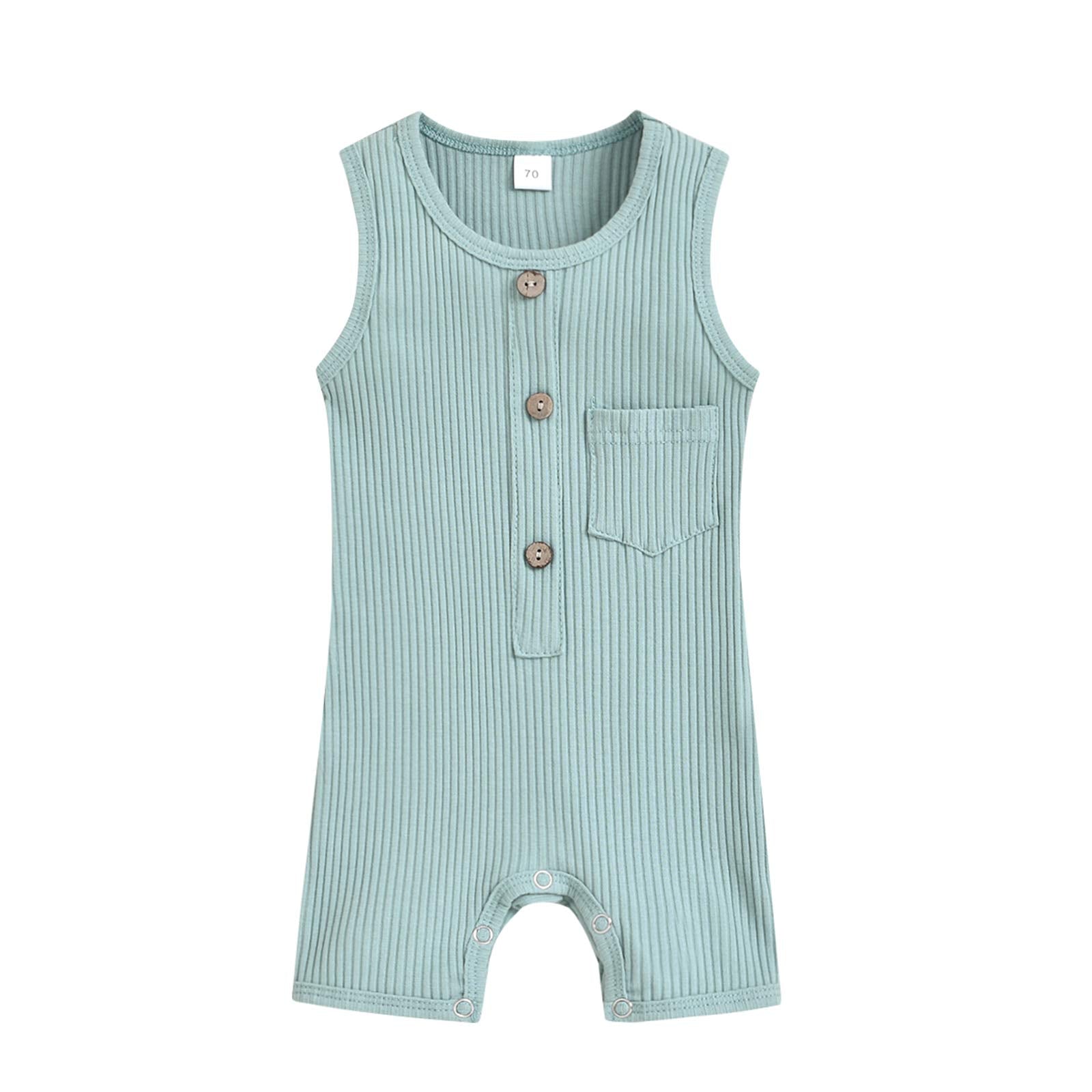 Iddolaka Newborn Summer Baby Boy Girl Sleveless Romper Bodysuit Jumpsuit Playsuit One Piece Outfit Clothes (A-Light Green, 12-18